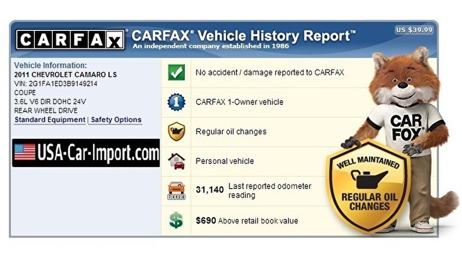 Reporte Carfax - Historial de vehículos